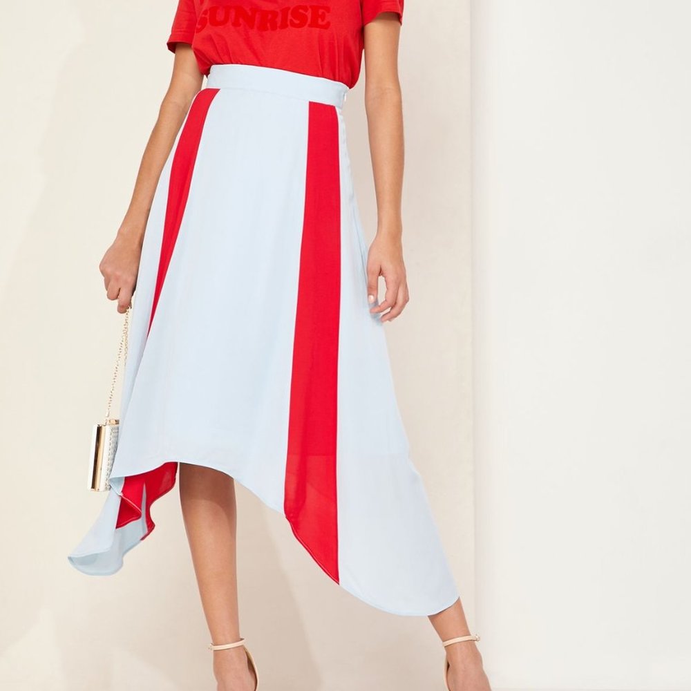 NWT 2nd Day Blue Red Asymmetrical Skirt